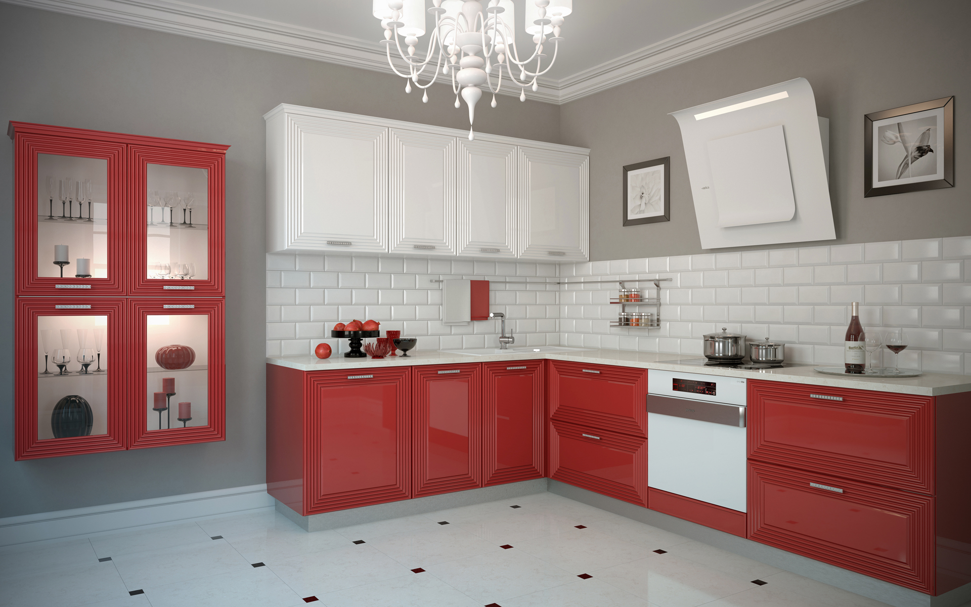 Купить кухню эмаль. Красные кухни. Красно белая кухня. Кухонный гарнитур красного цвета. Кухонный гарнитур красный с белым.